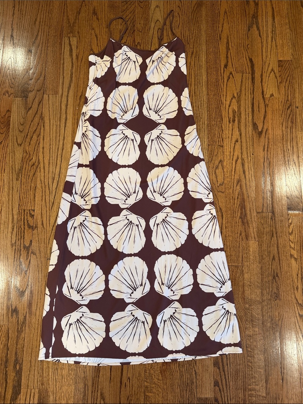 Abercrombie & Fitch Maroon Maxi Dress with White Shell Print